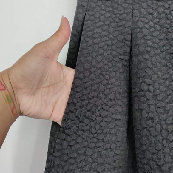 H&M Animal Print Textured Cotton Blend Side-Zip Pleated Midi Skirt Size 6 Women - Picture 9 of 10